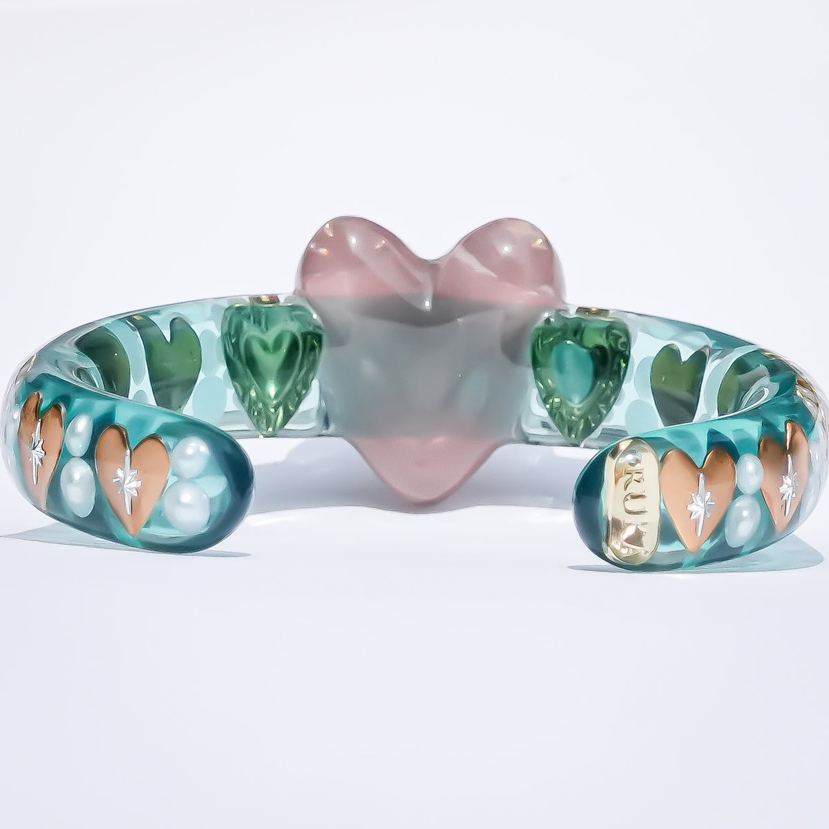 Heart of Good Fortune Bracelet - Smoky Pink × Clear Green