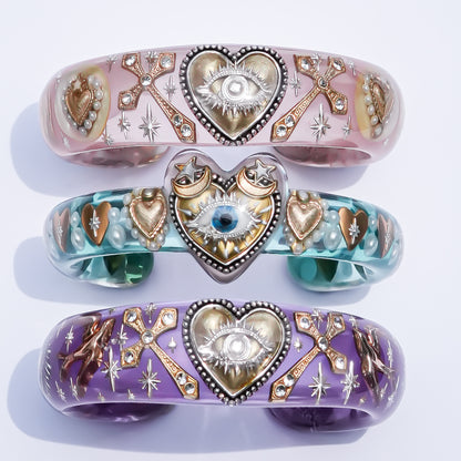 Sacred Heart Eye Bracelet - Smoky Pink × Mint Green