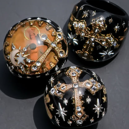 Midnight Madonna Ring - Black × Gold / #16