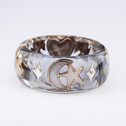 Cupid Heart Ring – Clear Dark Blue × Red Heart / #11