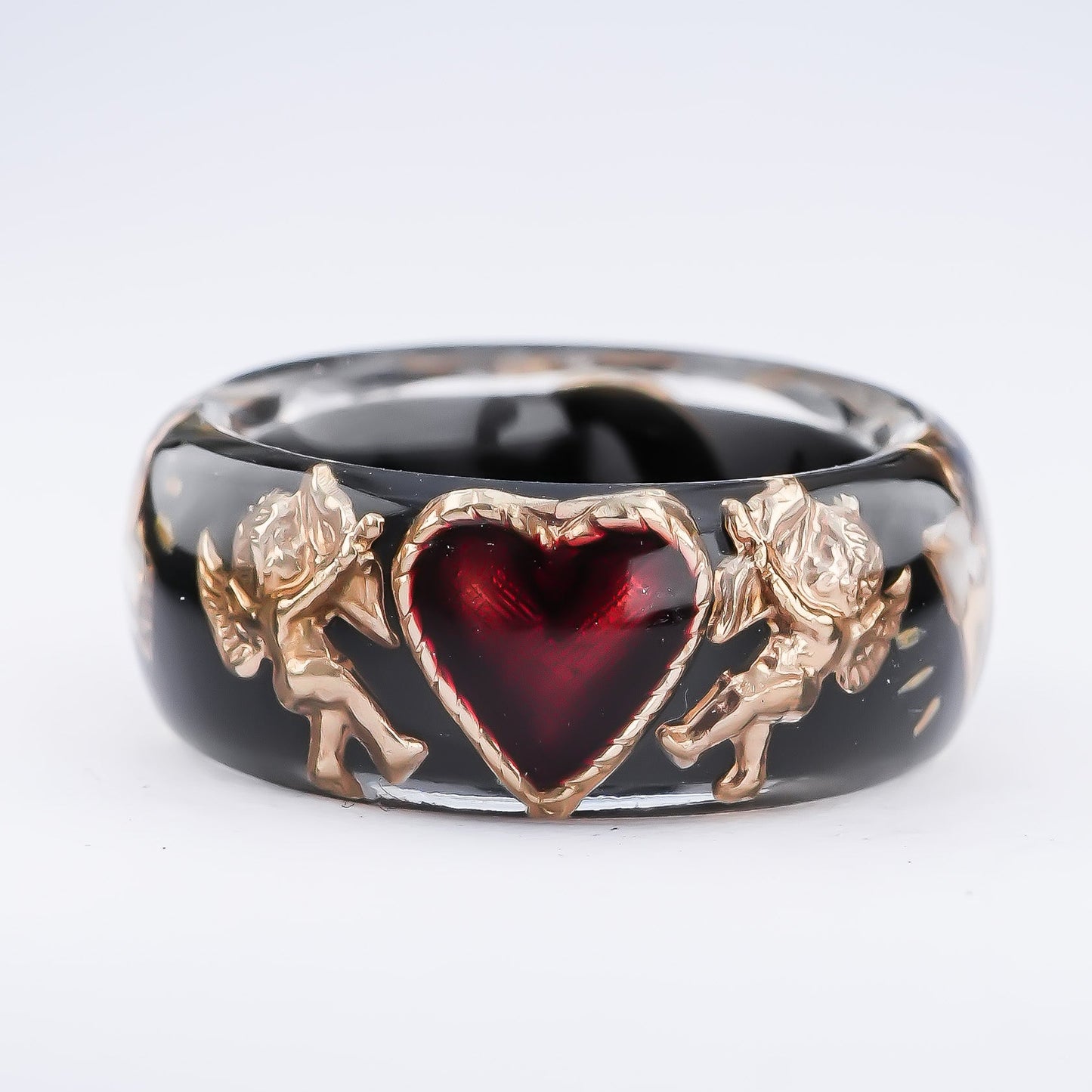 Cupid Heart Ring – Black × Red Heart / #11