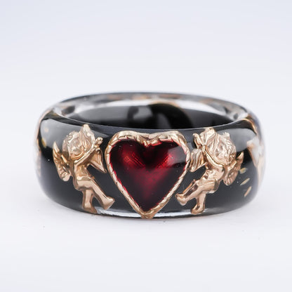 Cupid Heart Ring – Black × Red Heart / #11