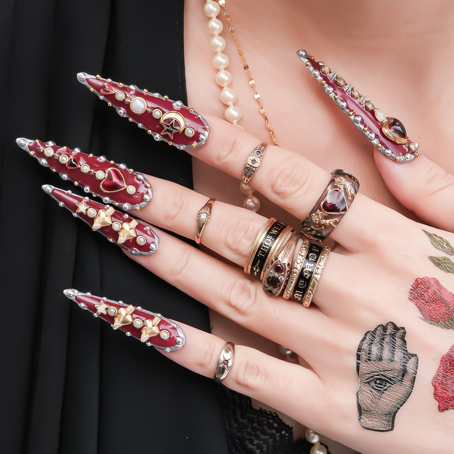 Cupid Heart Ring – Clear Dark Blue × Red Heart / #11