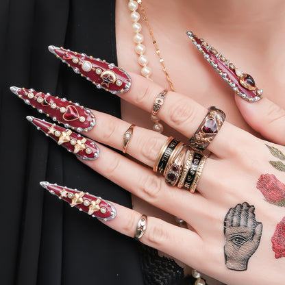 Cupid Heart Ring – Clear Dark Blue × Red Heart / #11