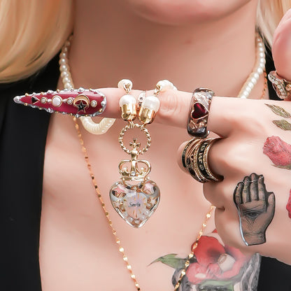 Crown Heart Majolica Pearl Necklace - Opal Pink