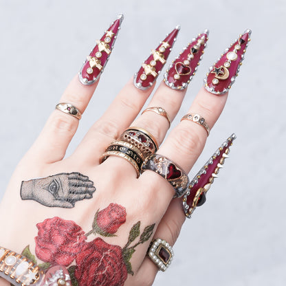 Cupid Heart Ring – Clear Dark Blue × Red Heart / #11