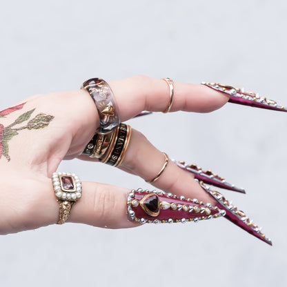 Cupid Heart Ring – Clear Dark Blue × Red Heart / #11