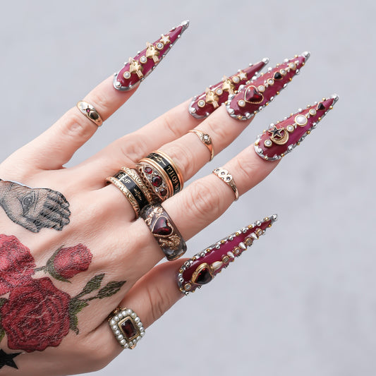 Cupid Heart Ring – Clear Dark Blue × Red Heart / #11