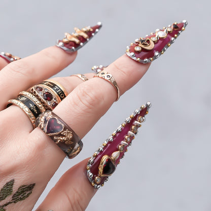 Cupid Heart Ring – Black × Purple Heart / #12 #13