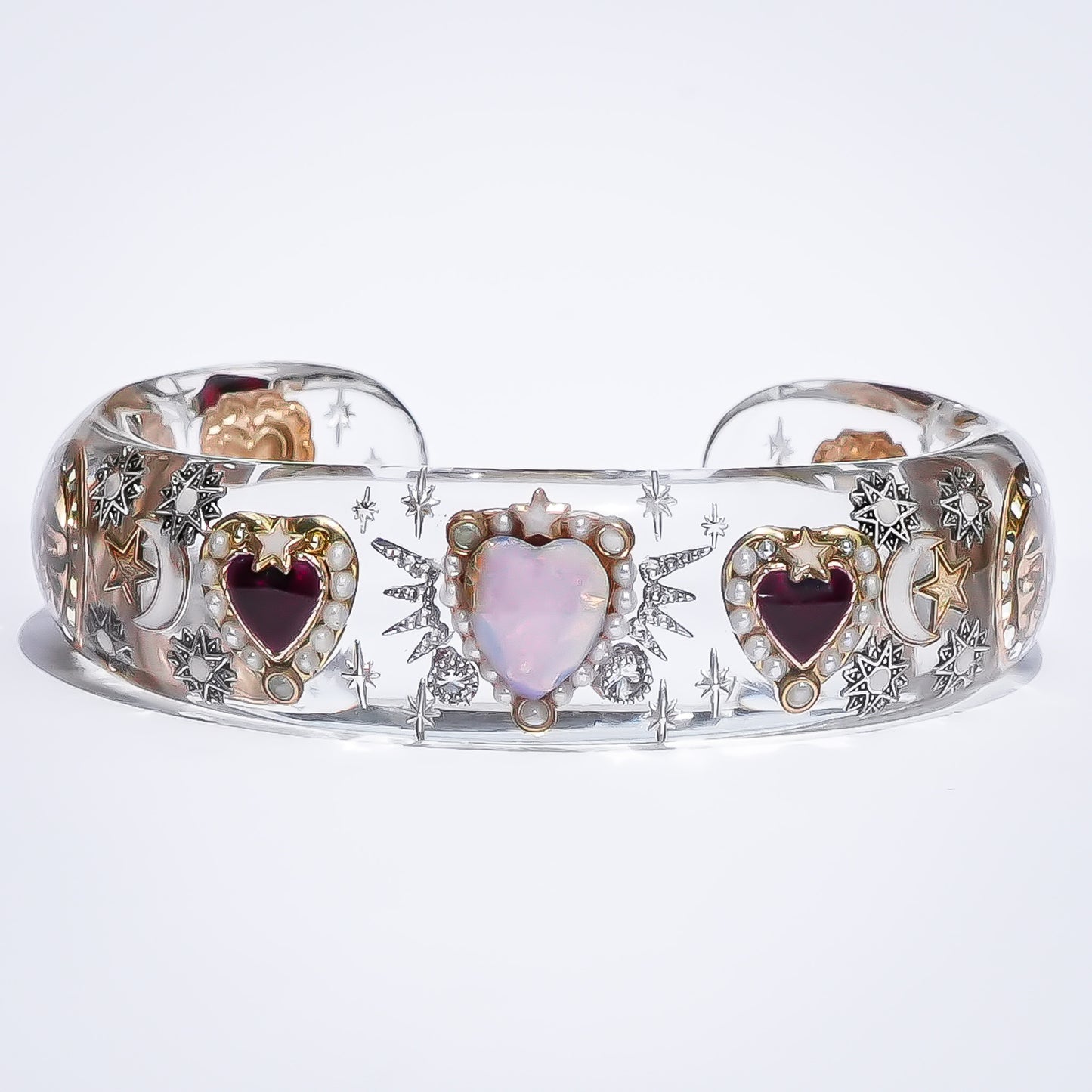 Opal Heart Bracelet - Clear × Pink