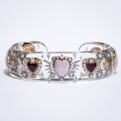 Opal Heart Bracelet - Clear × Pink