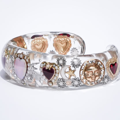 Opal Heart Bracelet - Clear × Pink