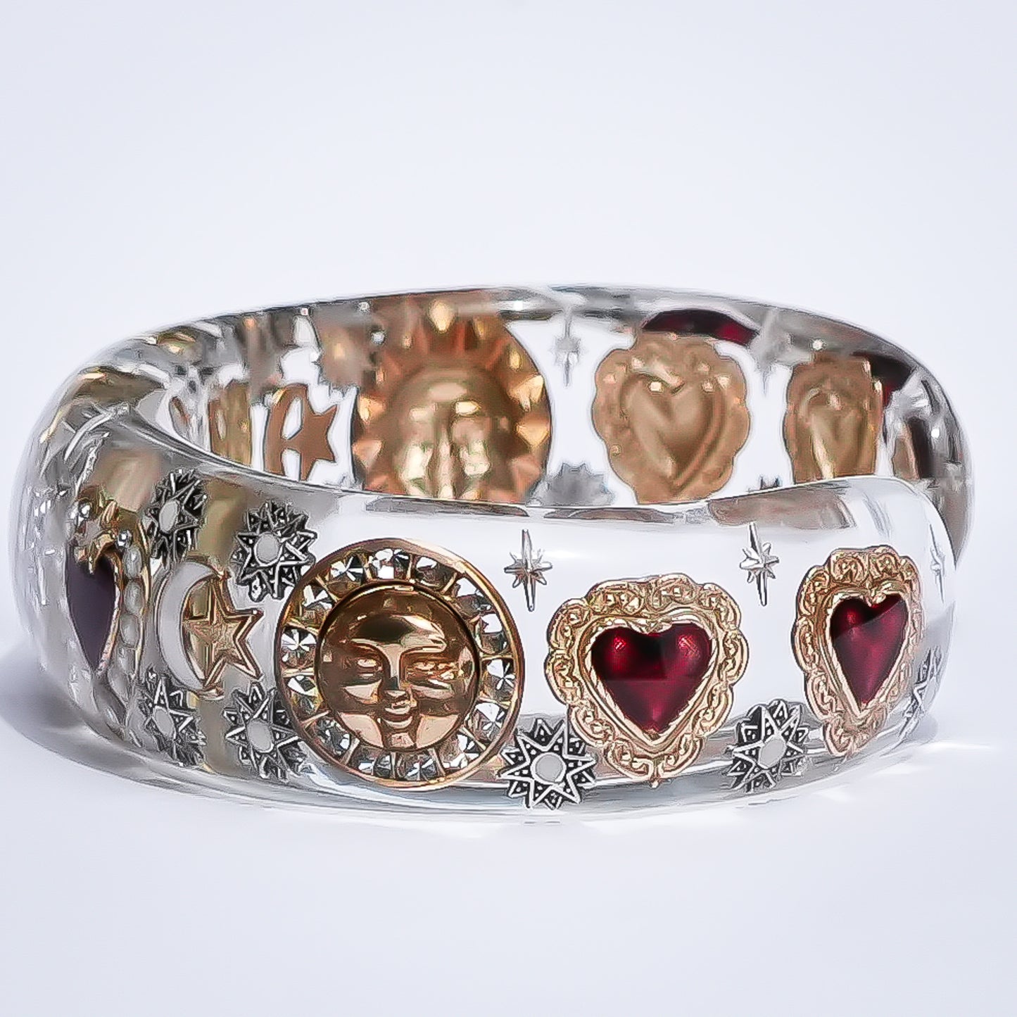 Opal Heart Bracelet - Clear × Pink