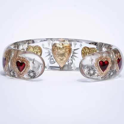 Opal Heart Bracelet - Clear × Pink