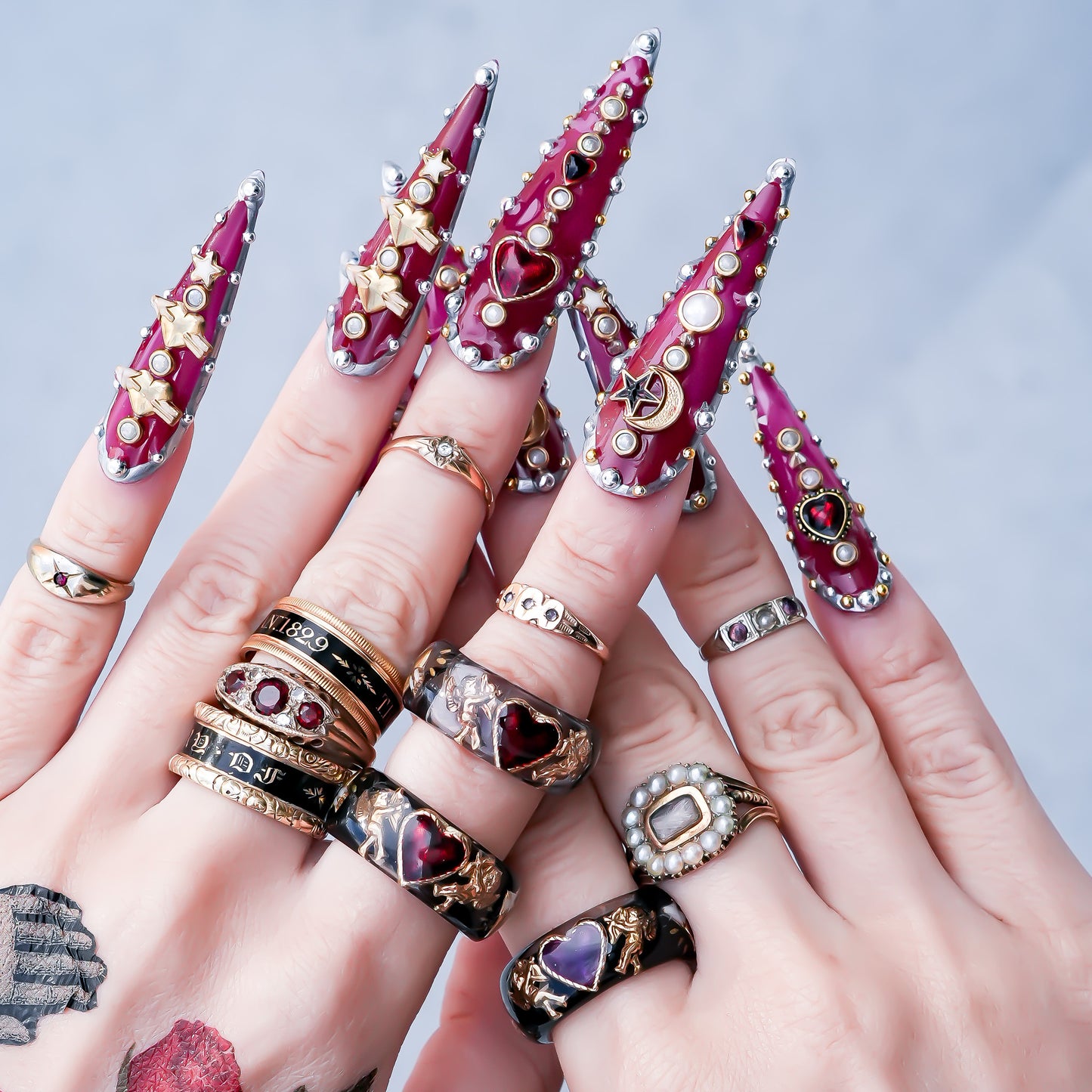 Cupid Heart Ring – Black × Purple Heart / #12 #13