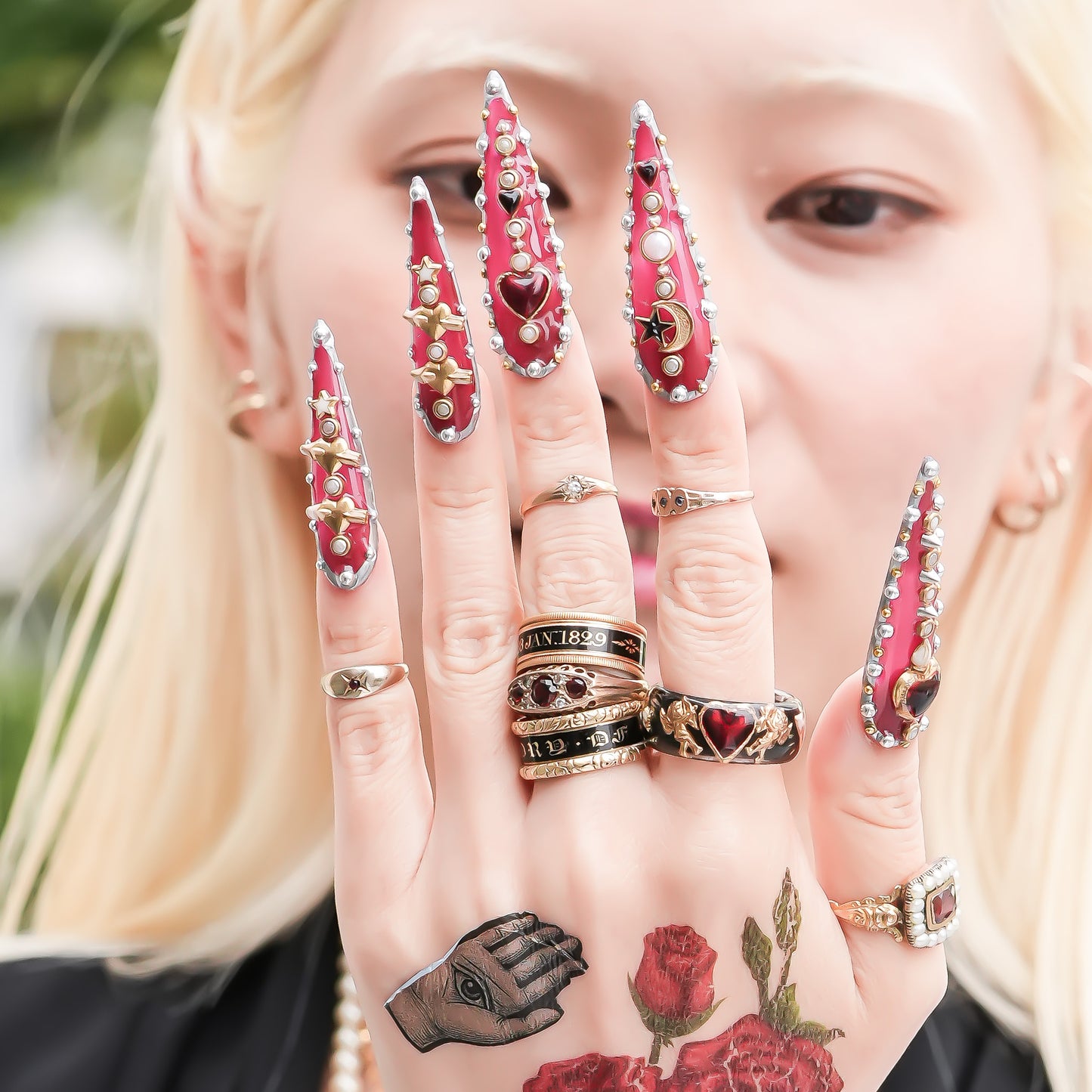 Cupid Heart Ring – Black × Red Heart / #11