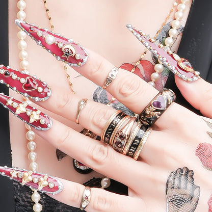 Cupid Heart Ring – Black × Purple Heart / #12 #13