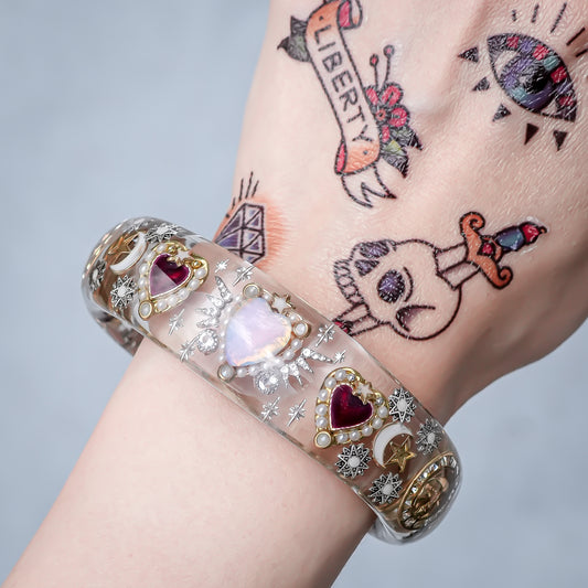 Opal Heart Bracelet - Clear × Pink
