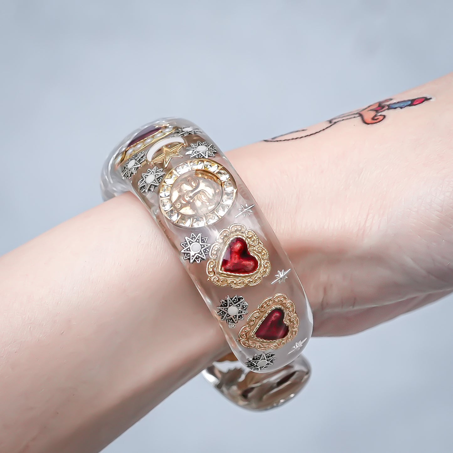 Opal Heart Bracelet - Clear × Pink