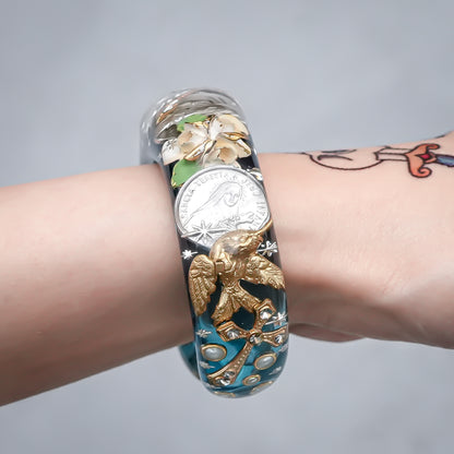 Blue Sky Flower Bracelet - Blue × Clear
