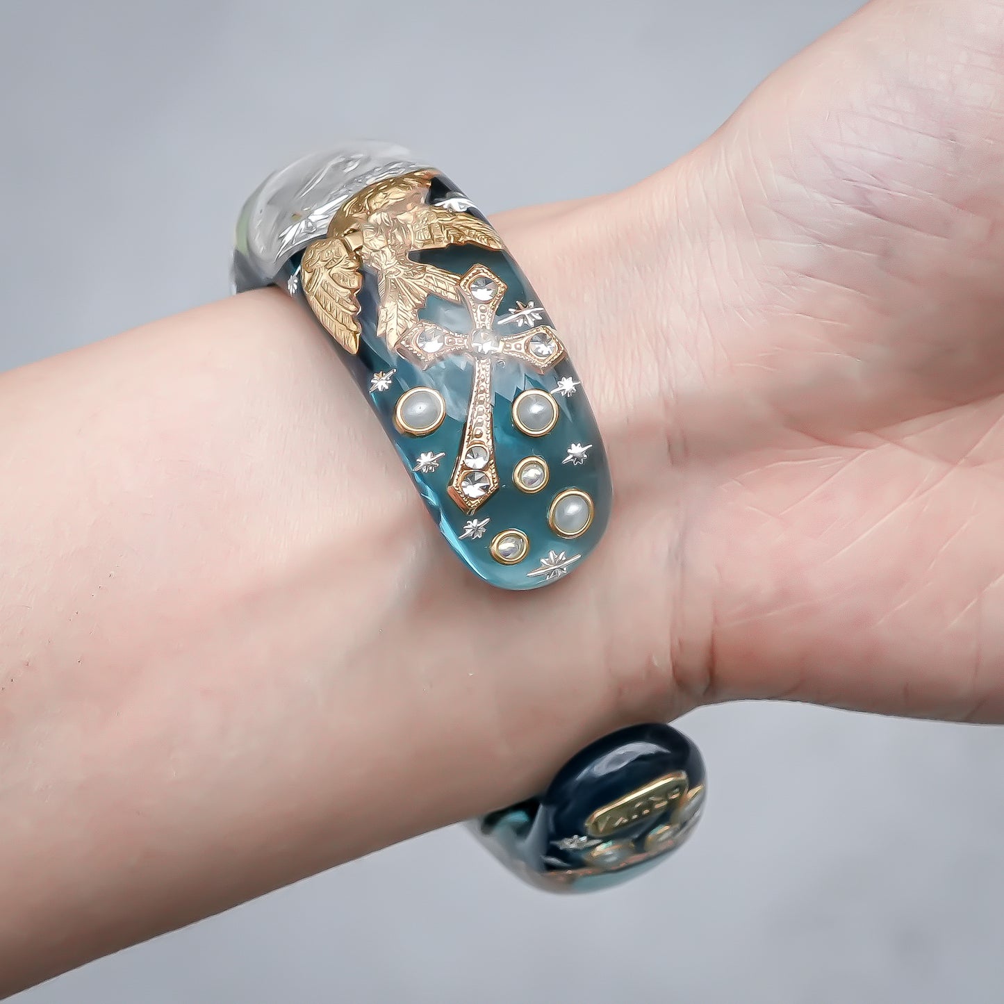 Blue Sky Flower Bracelet - Blue × Clear