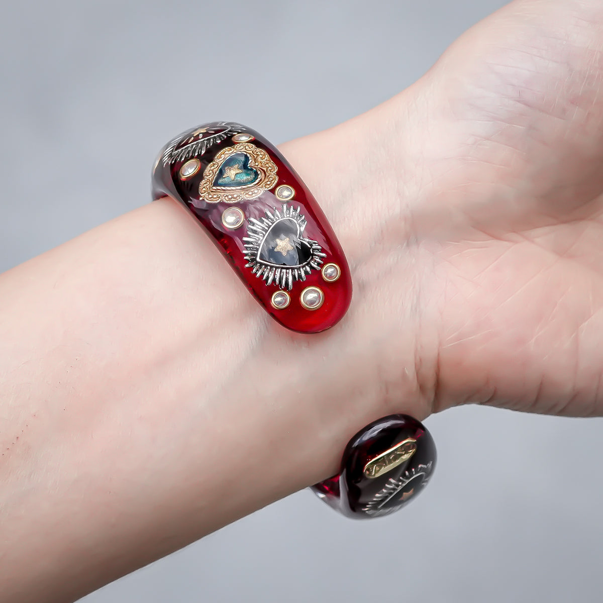 Lucky Heart Eye Bracelet - Red × Gold
