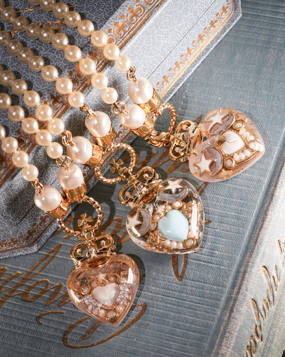 Crown Heart Majolica Pearl Necklace - Smoky White1