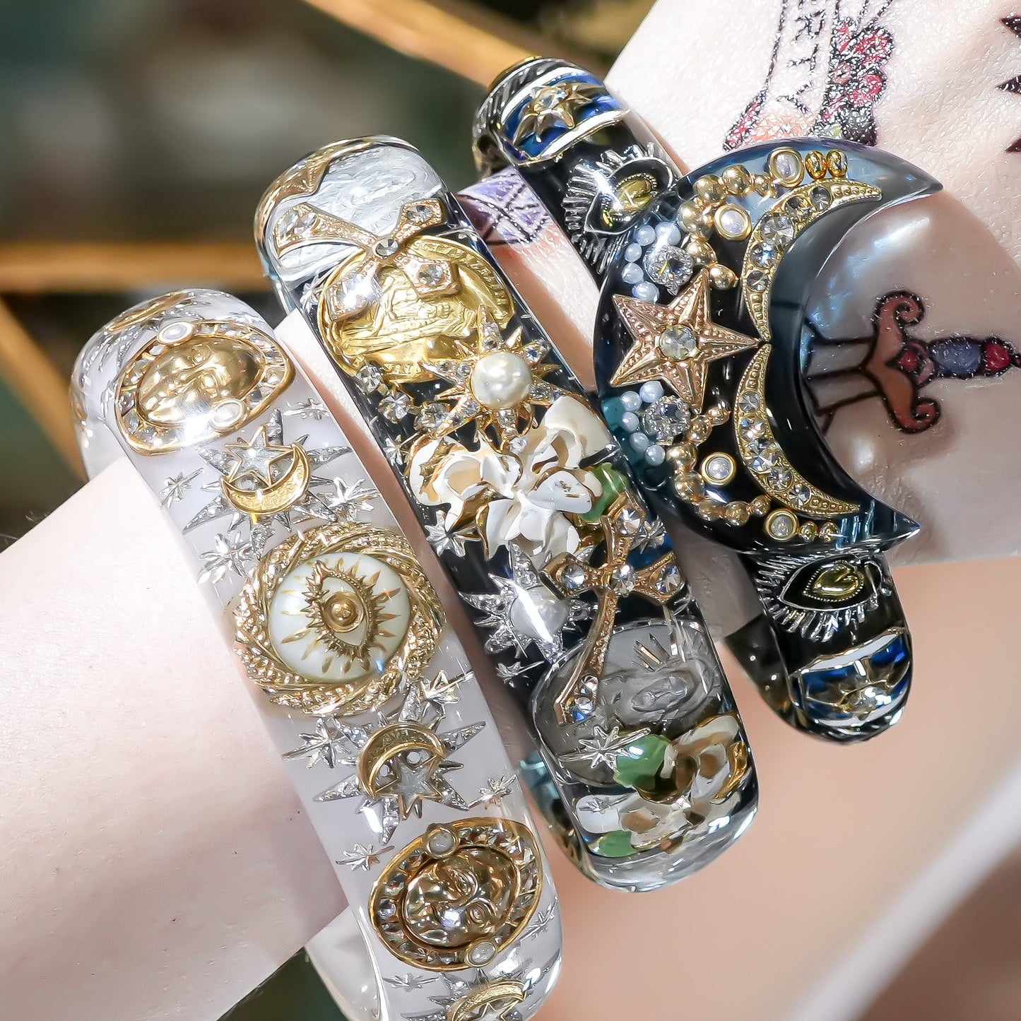 Blue Sky Flower Bracelet - Blue × Clear