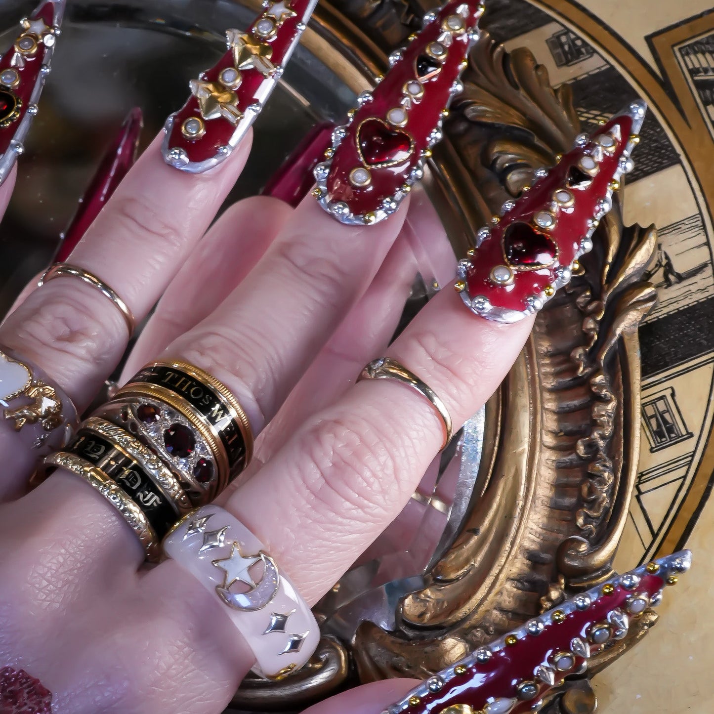 Moon star ring - smoky white / ＃13