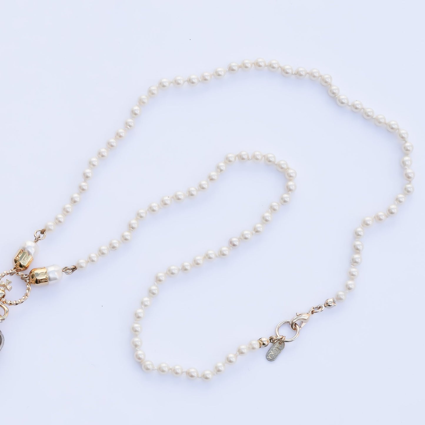 Crown Heart Majolica Pearl Necklace - Turquoise