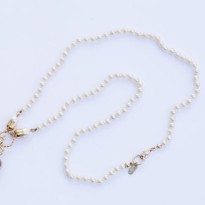 Crown Heart Majolica Pearl Necklace - Turquoise