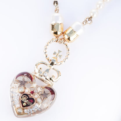 Crown Heart Majolica Pearl Necklace - Red3