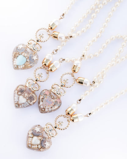 Crown Heart Majolica Pearl Necklace - Opal Pink