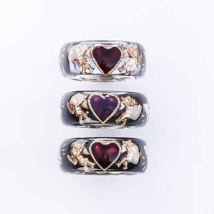 Cupid Heart Ring – Black × Red Heart / #11