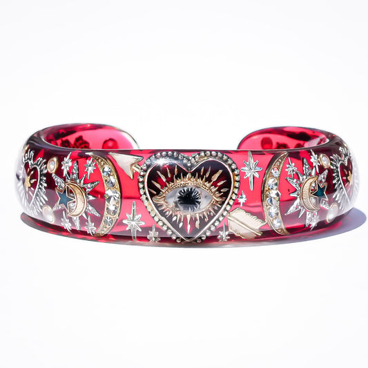 Lucky Heart Eye Bracelet - Red × Gold