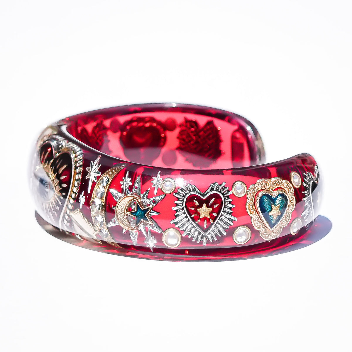 Lucky Heart Eye Bracelet - Red × Gold
