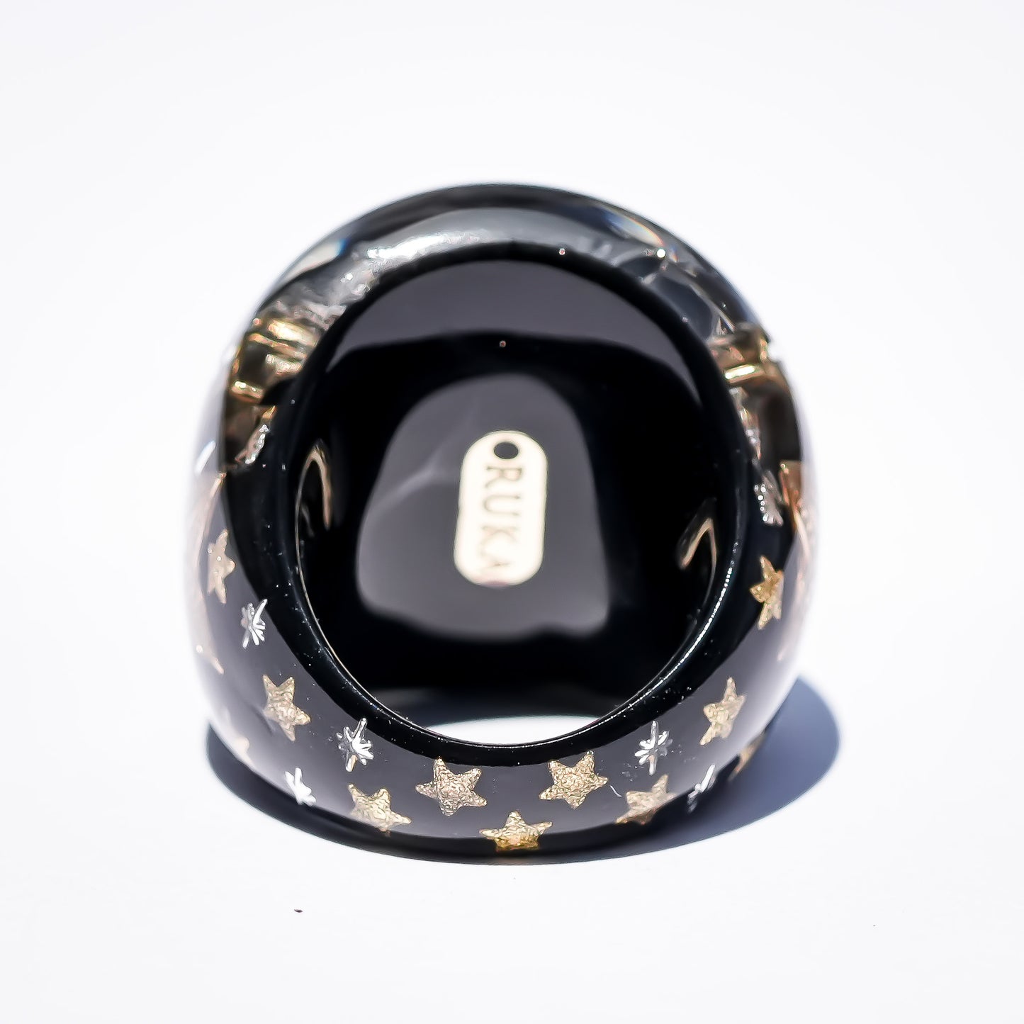 French Antique Heart Shooting Star Ring - Black × Gold / #12
