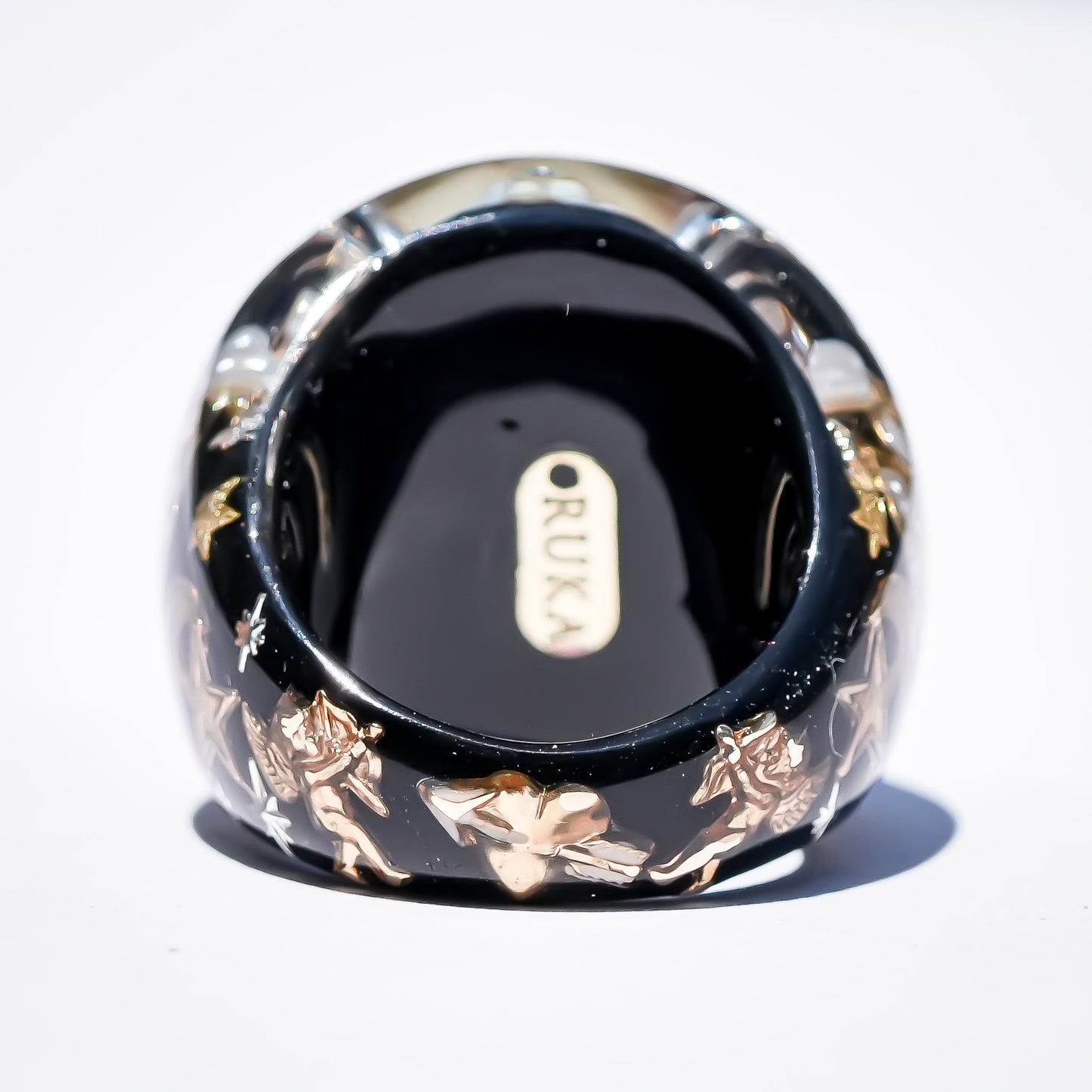 Sacred Heart & Cupid Night Ring - Black × Gold / #16