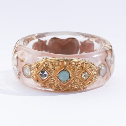 Cupid Heart Ring – Smoky Pink × White Heart / #12