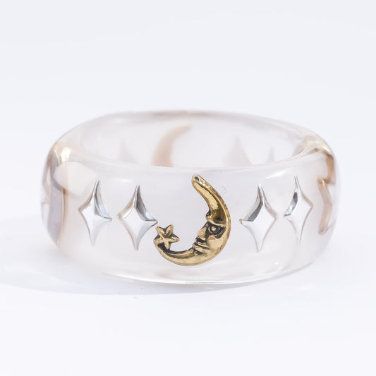 Moon star ring - smoky white / ＃13