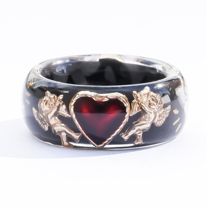 Cupid Heart Ring – Black × Red Heart / #11