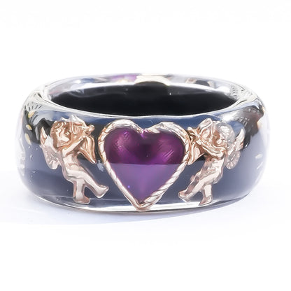 Cupid Heart Ring – Black × Purple Heart / #12 #13
