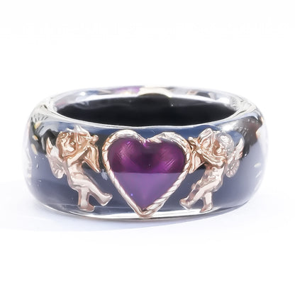 Cupid Heart Ring – Black × Purple Heart / #12 #13
