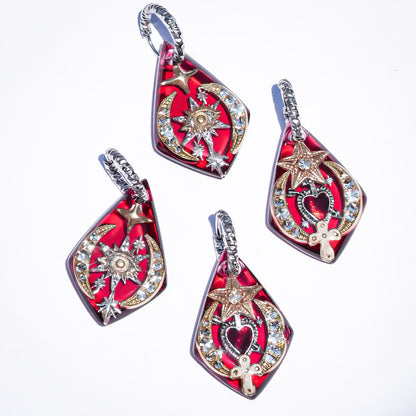 Mystic Eye Diamond Earrings - Red × Gold