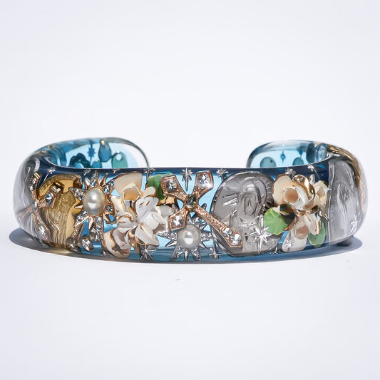 Blue Sky Flower Bracelet - Blue × Clear