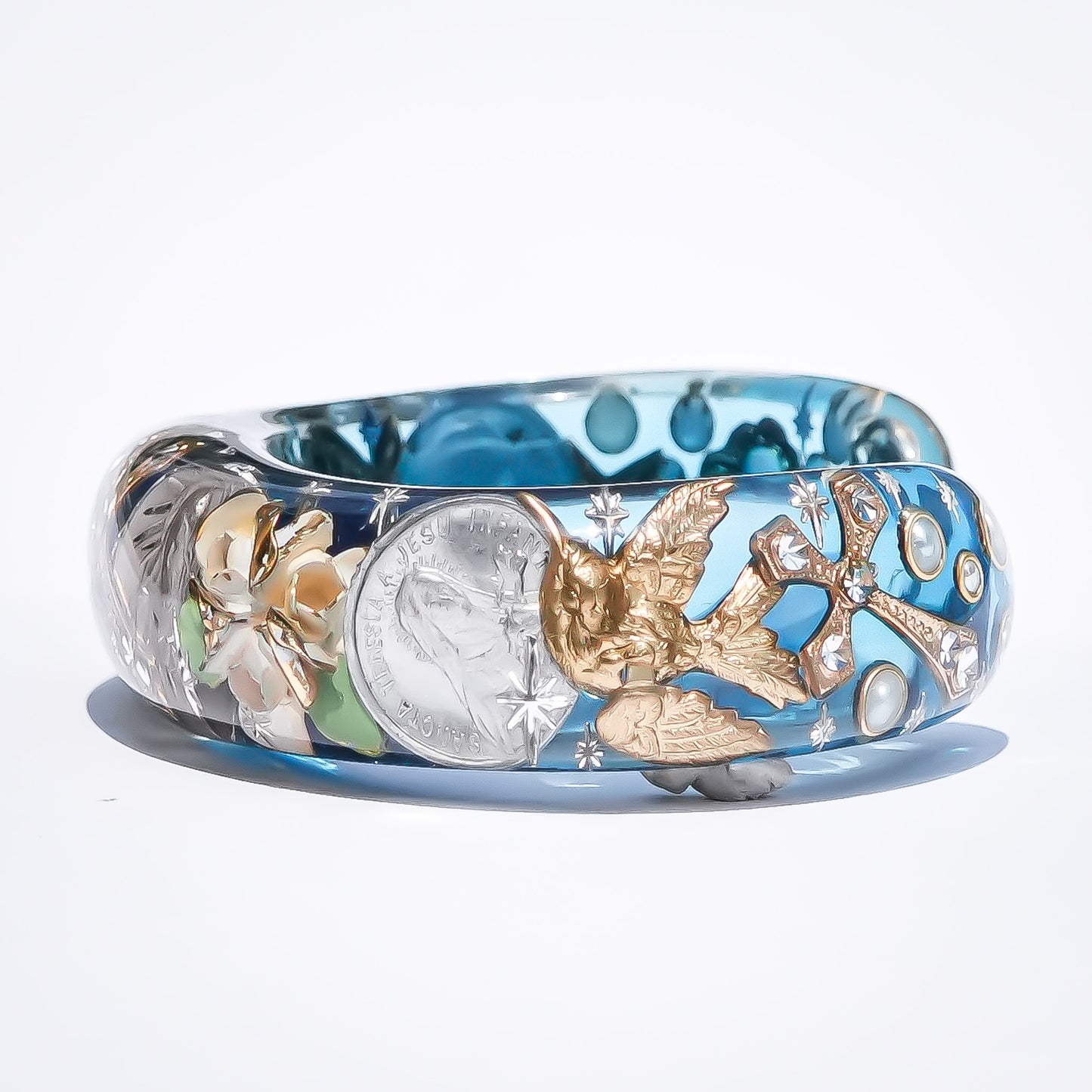 Blue Sky Flower Bracelet - Blue × Clear