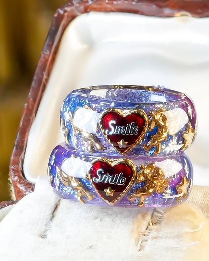 Galaxy Smile Ring – Red Heart & Angel / #11 #12 #13 #17