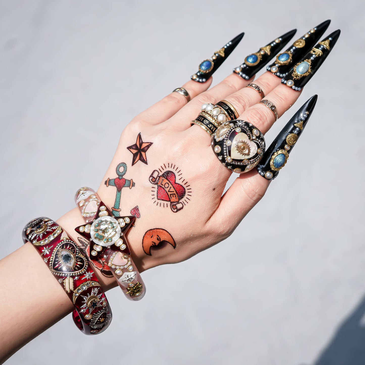 Sacred Heart & Cupid Night Ring - Black × Gold / #16