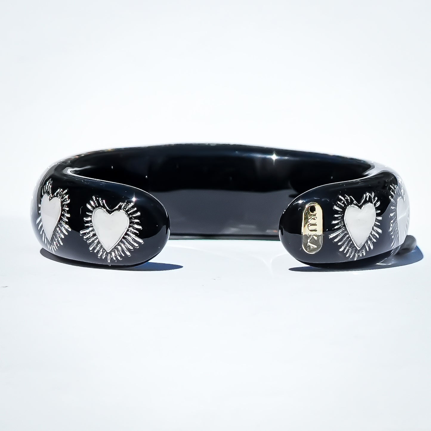 White Eye Heart & Turquoise Heart Bracelet - Black × Turquoise