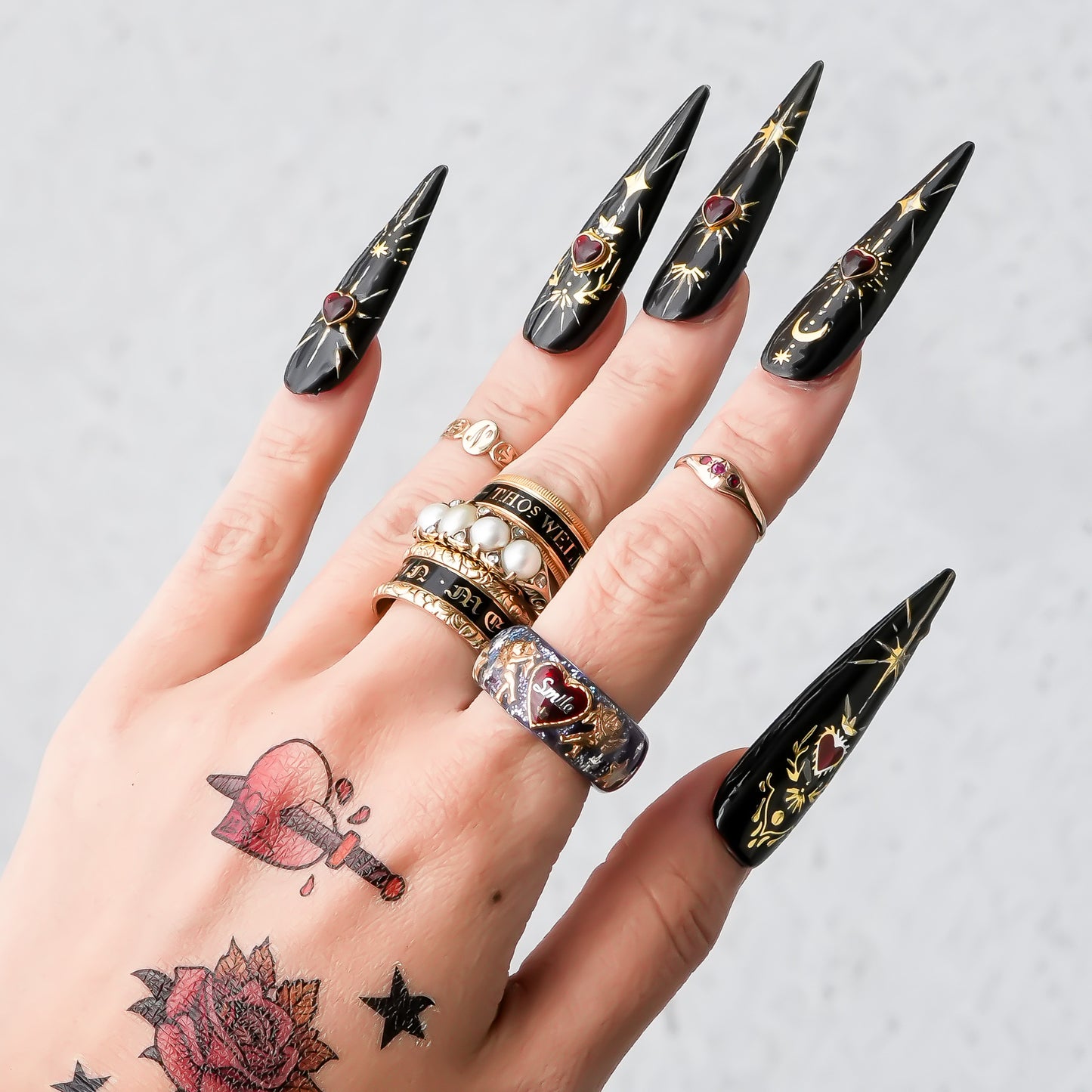 Galaxy Smile Ring – Red Heart & Angel / #11 #12 #13 #17